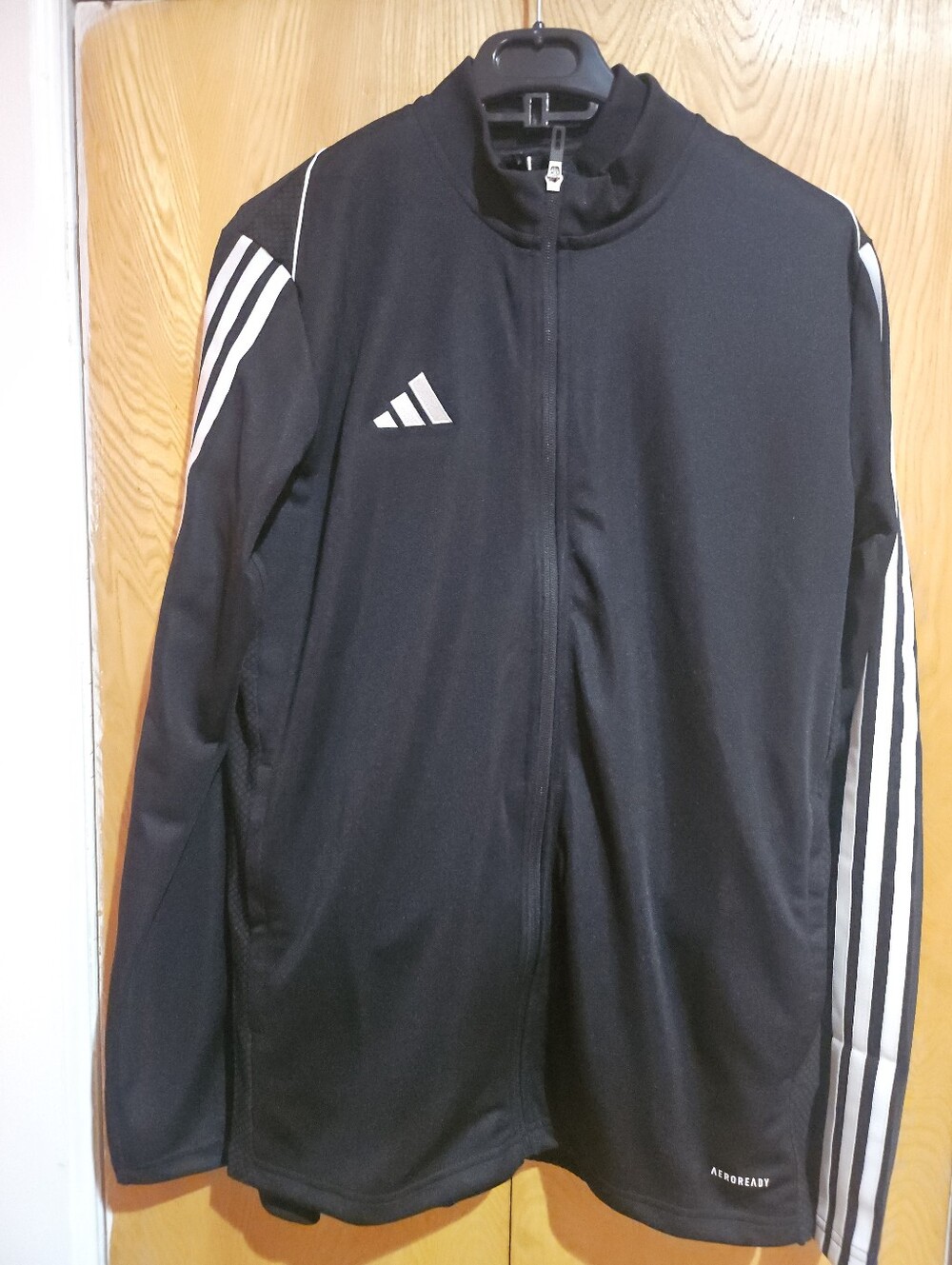 adidas Black Track Jacket with White Stripes